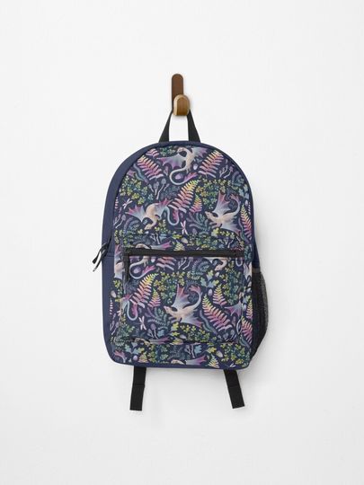 Discover Forest dragons rainbow colours on navy | Backpack