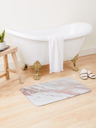 Discover Blush pink rose gold marble | Bath Mat