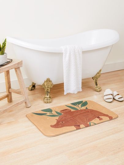 Discover Etruscan Boar Vessel - Floral Artefacts | Bath Mat