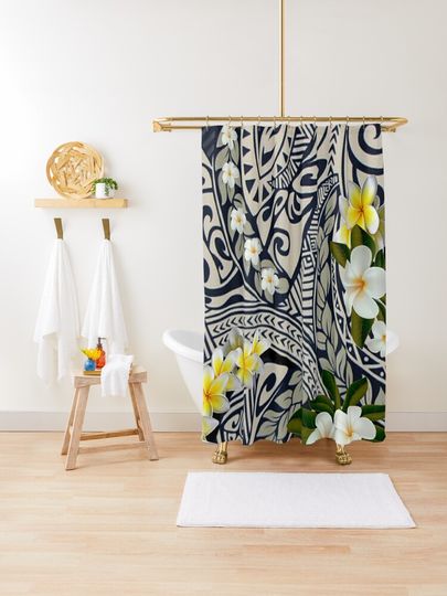Discover Traditional Hawaiian Tapa and Plumeria | Shower Curtain