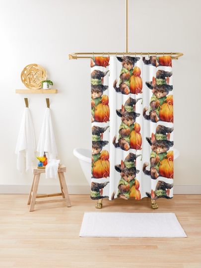 Discover Witch Cat in Halloween 17 | Shower Curtain