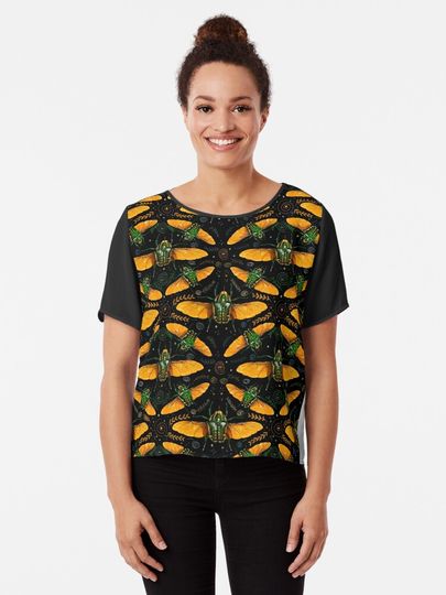 Discover Giant Scarab Pattern | Chiffon Top