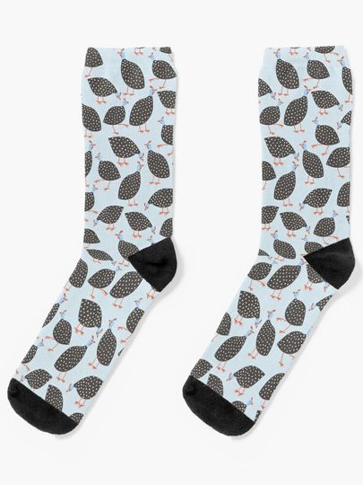 Discover Guinea Hens on Blue | Socks