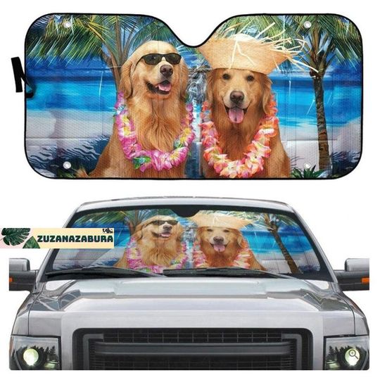 Discover Golden Dog Car Sunshade, Summer Car Sun Shade