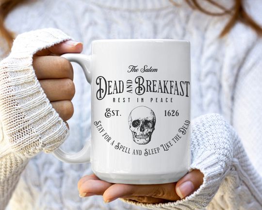 Discover Vintage Halloween Coffee Mug, Salem Massachusetts Dead and Breakfast Mug