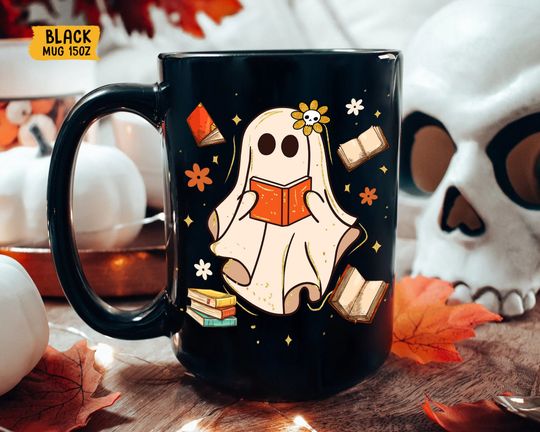Discover Ghost Reader Mug, Funny Halloween Mug, Ghost Mug