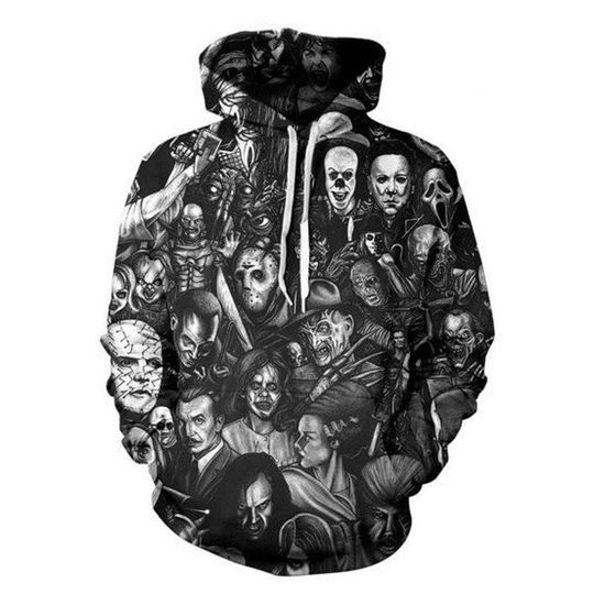 Discover 3D Hoodie Unisex Horror Character Hoodie Halloween Movie Scream Freddy Jason and More