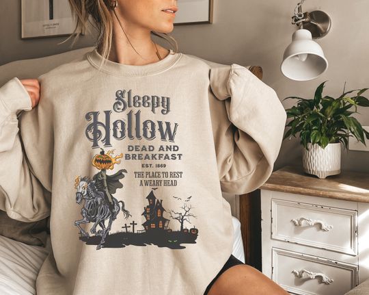 Discover Vintage Halloween Scary Sweatshirt Sleepy Hollow Sweatshirt Halloween Horror Sweatshirt