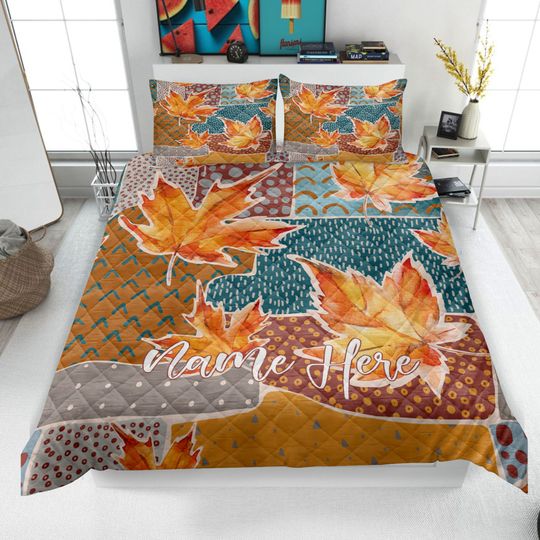 Discover Personalized Autumn Set, Autumn Leaves Bedding Set
