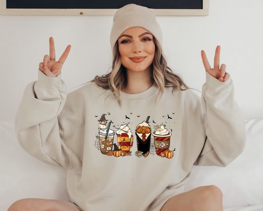 Discover Latte Coffee Halloween Witch School Sweatshirt, Witch School Shirt, Boba Shirt, Latte Shirt, Coffee Shirt