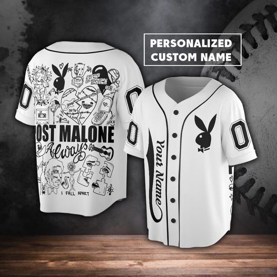 Discover Post Malone Music Doodle Art Baseball Jersey