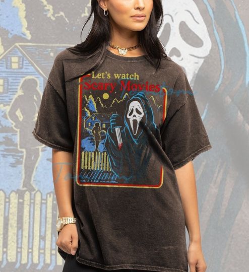 Discover Halloween Vintage Shirt | Let's Watch Scary Movie T-shirt