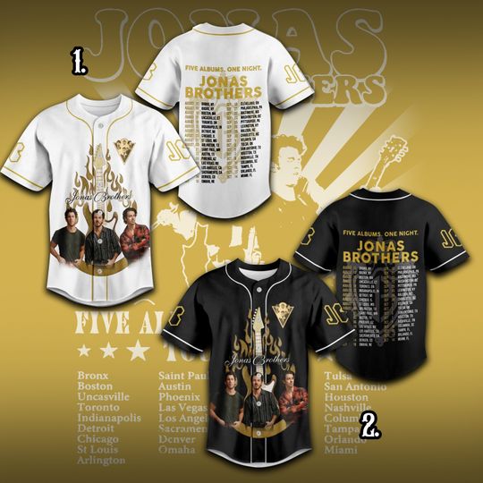 Discover Jonas Brothers Baseball Jersey, Jonas Brothers Tour Jersey Shirt, Five Albums One Night