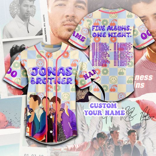 Discover Jonas Brothers Baseball Jersey, Jonas Brothers Tour Jersey Shirt, Five Albums One Night
