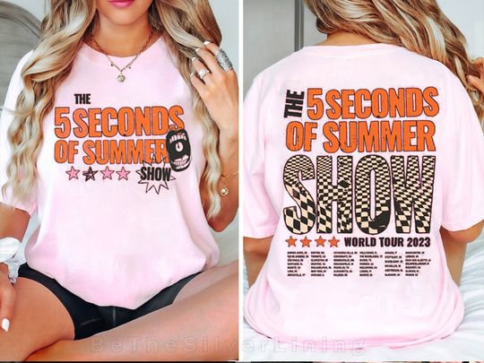 Discover 5SOS Double Side Shirt, 5SOS Pink Hoodie, The Show 2023 Tour Shirt