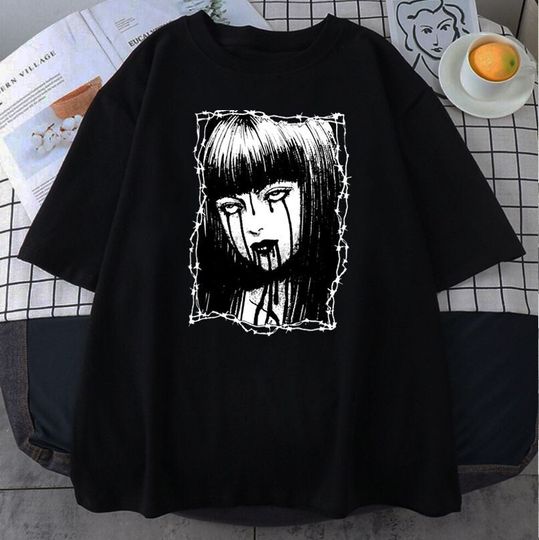 Discover JunIto Bloody Tears Tomie T-Shirt, Horror Japanese Anime T-Shirt