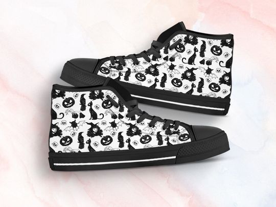 Discover Spooky Halloween Witch Shoes | Witch Sneakers | Witch Clothing Custom High Top Sneakers
