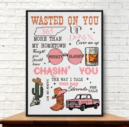 Discover Wallen Western Wasted On You Poster, One Night At A Time Poster
