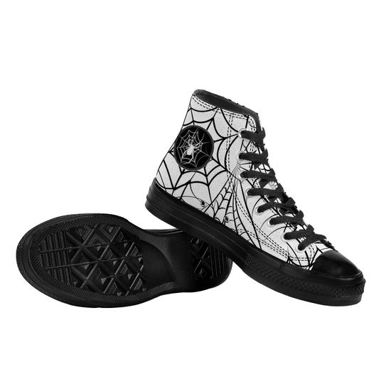 Discover Spider Web High Top Shoes - Black / White Background