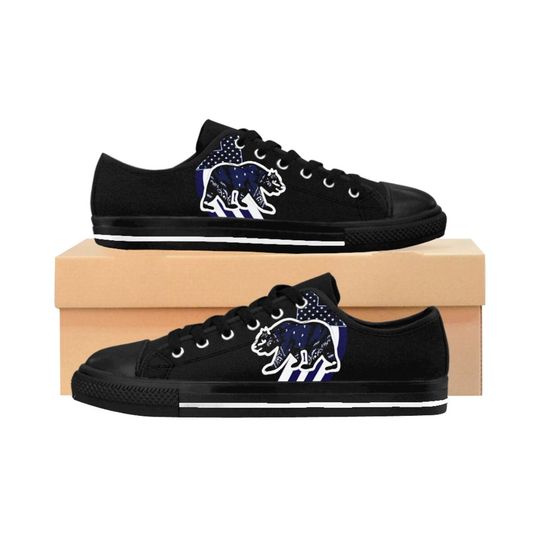 Discover California Bear Flag Blue Black Men's Sneakers