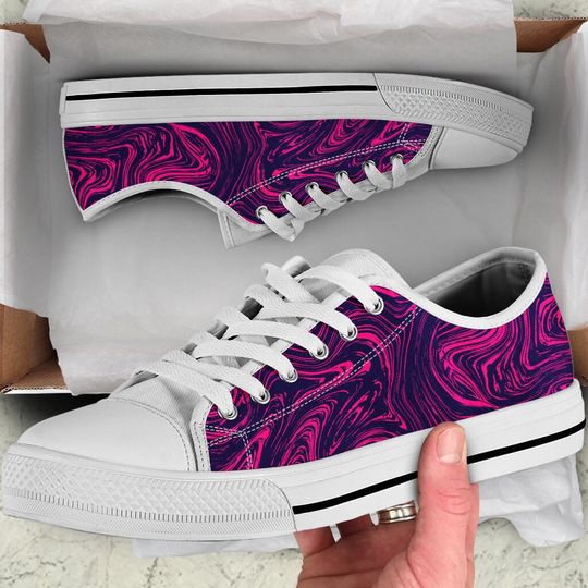 Discover Pink Purple Swirl Abstract Art Low Top Shoes Sneakers