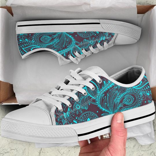 Discover Light Green Teal Classy Elegant Decor Low Top Shoes Sneakers