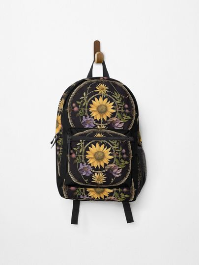 Discover Dark Geometric Sunflower  | Backpack