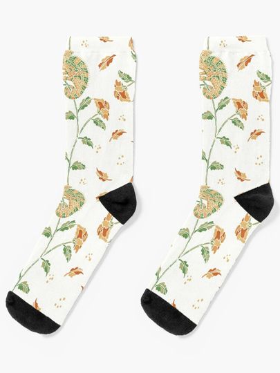 Discover Floral-Loving Chameleon 02 [white] | Socks