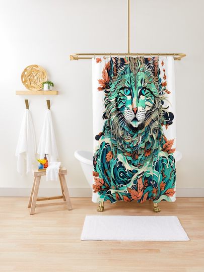 Discover Water Pot Kitty Splash Effect Trippy 420 Face Melting  | Shower Curtain