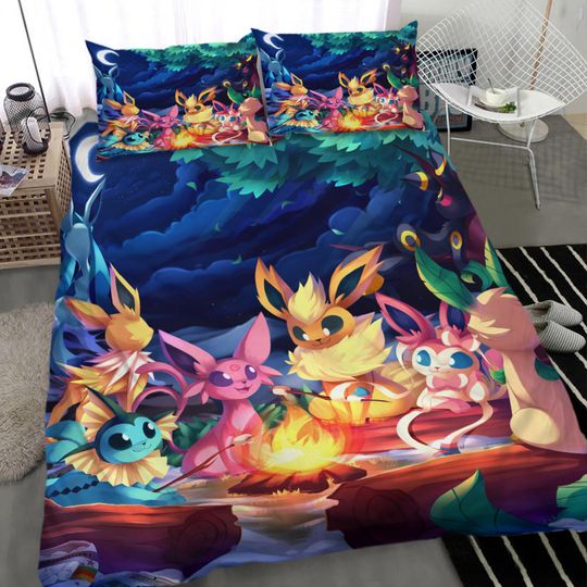 Discover 3D Cartoon PKM Eevee Duvet Cover Sets