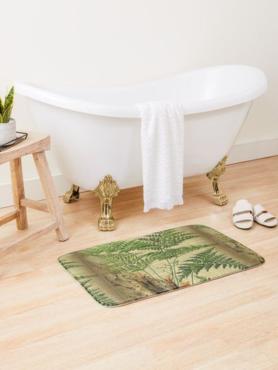Discover Botanical print, on old book page - Fern | Bath Mat