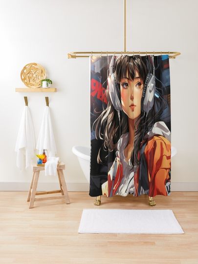 Discover Yuki - Stylish 90s Girl - Vintage Magazine Cover | Shower Curtain