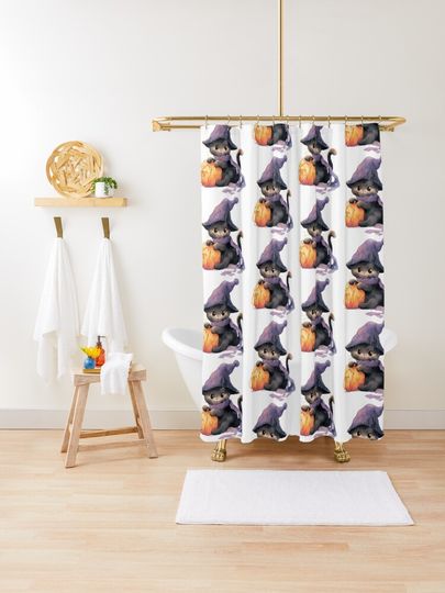 Discover Witch Cat in Halloween 29 | Shower Curtain