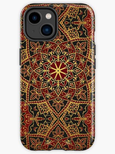 Discover MEDIEVAL GEOMETRIC AND FLORAL MOTIFS IN RED BLUE GOLD YELLOW HUES | iPhone Case
