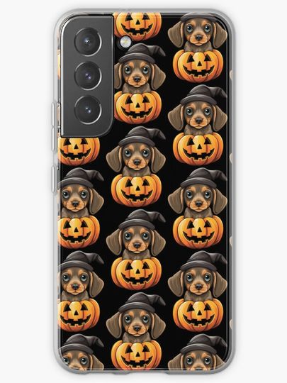 Discover Dachshund Puppy Halloween Autmn Pumpkin Witch Hat  | Samsung Galaxy Phone Case