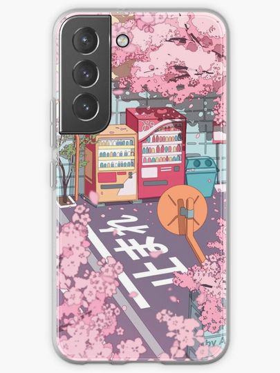 Discover A beautiful aesthetic Tokyo street and  the pink sakura tree blossom | Samsung Galaxy Phone Case