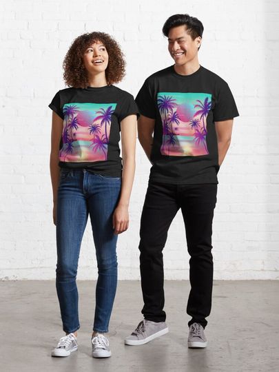 Discover Sunset Palm Trees Vaporwave Aesthetic | Classic T-Shirt
