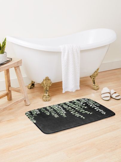 Discover Eucalyptus Watercolor Black | Bath Mat