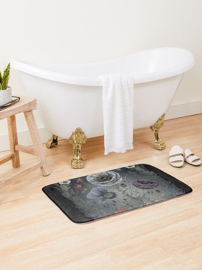 Discover Witchy Poppy Botanical Illustration | Bath Mat