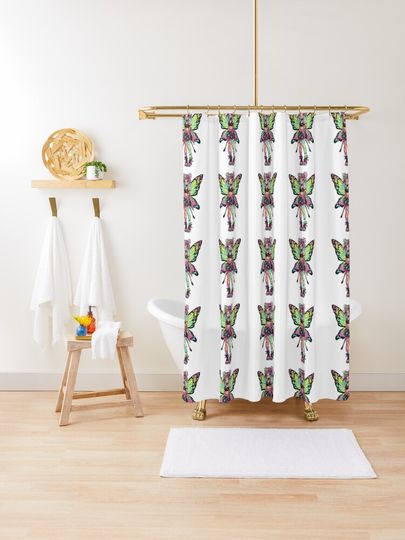 Discover Dark Elegant Neon Goth Pixie Raver | Shower Curtain