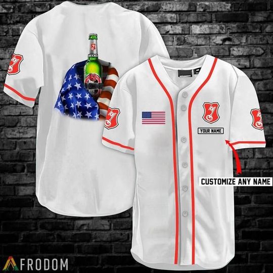Discover Personalized Vintage White USA Flag Beck's Jersey