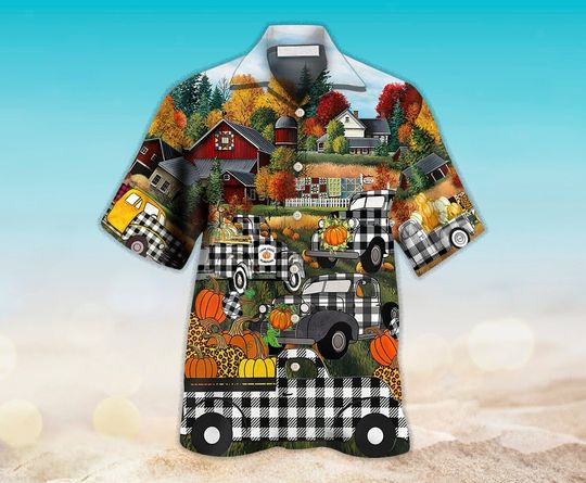 Discover Halloween Grandma's Little Pumpkins Hawaiian, Pumpkins Hawaiian Shirt, Family Halloween Beach Shirt