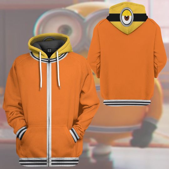 Discover Minions Bob Orange Full Over Print 3D Zip Hoodie