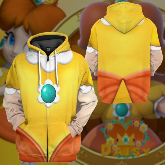 Discover Princess Daisy Suit Full Over Print 3D Zip Hoodie