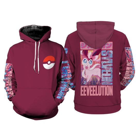 Discover Sylveon PKM Streetwear Hoodie, Plusle and Minun Full Over Print 3D Hoodie