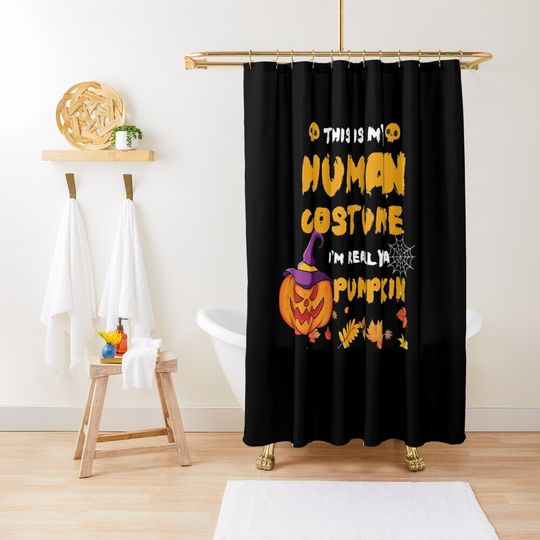 Discover this is my human costume im really a pumkin halloween gift Shower Curtain