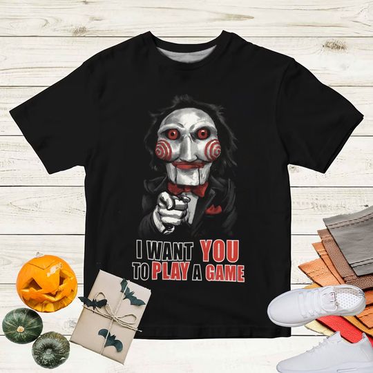 Discover Saw Jigsaw Puppet Halloween Game T-Shirt