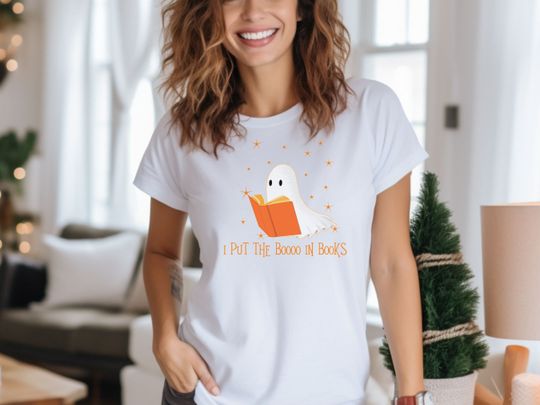 Discover Ghost Reading Shirt, Teacher Halloween Shirt, Librarian Shirt, Book Lover Tshirt, Halloween School Shirt