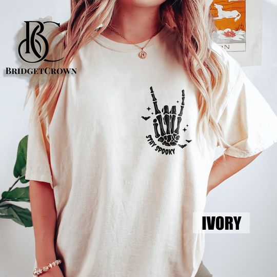 Discover Cute Stay Spooky Skeleton Hands Shirt, Halloween Shirt, Funny Halloween Shirt
