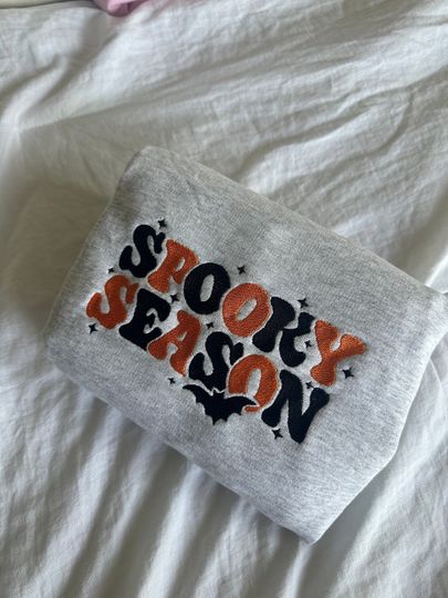 Discover Spooky Season Embroidered Sweatshirt, Halloween Embroidered Sweatshirt
